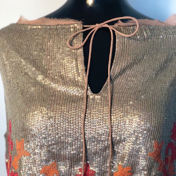 Anthropologie Sequin Embroidered Blouse - Picture 3 of 7